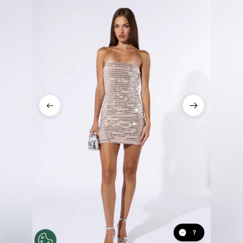 AKIRA Strapless Sequin Mini Dress - Silver